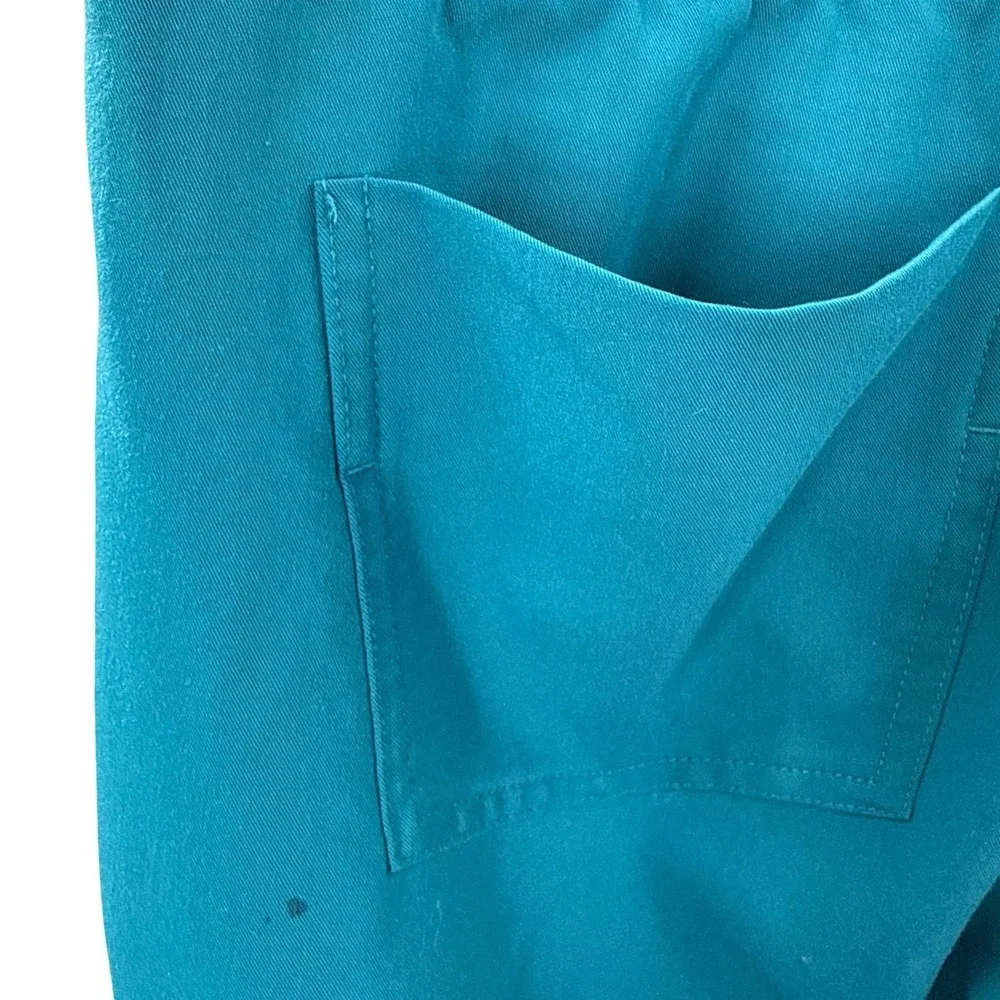 FIGS Zamora Jogger Pants‎ Size S Teal Scrub Mid Rise Cargo Pocket Zip Flawed